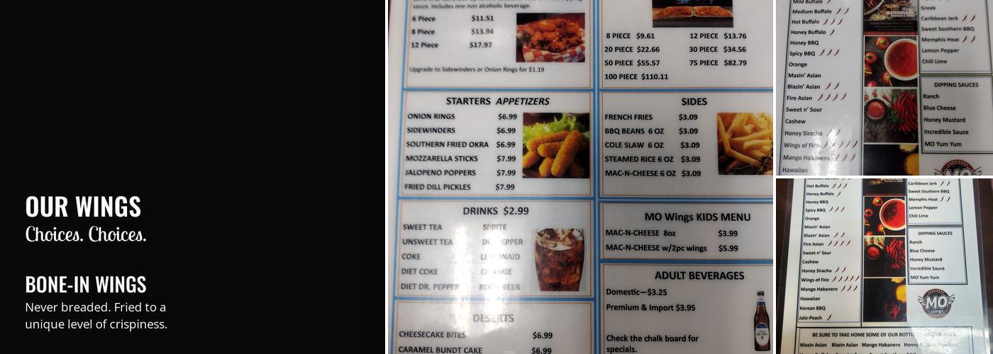 MO Wings Menu