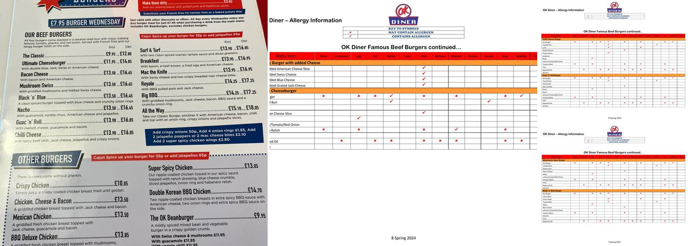 OK Diner Elwick Menu