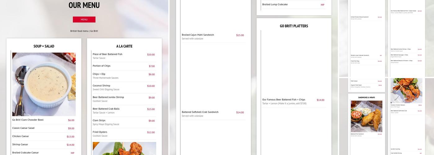 Go Brit! Menu