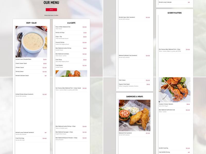 Go Brit! Menu