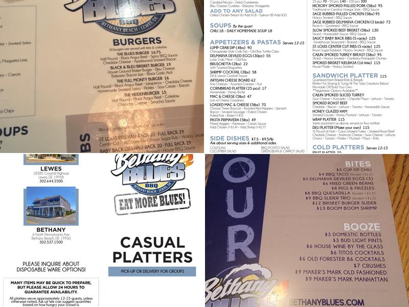 Bethany Blues Menu