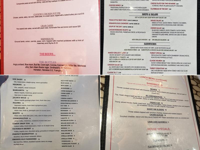 Rose & Crown Menu