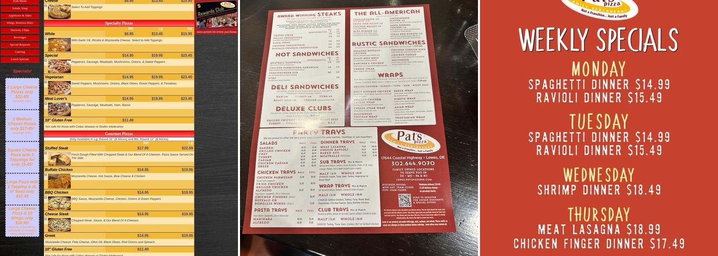 Pats Pizzeria-Lewes Menu