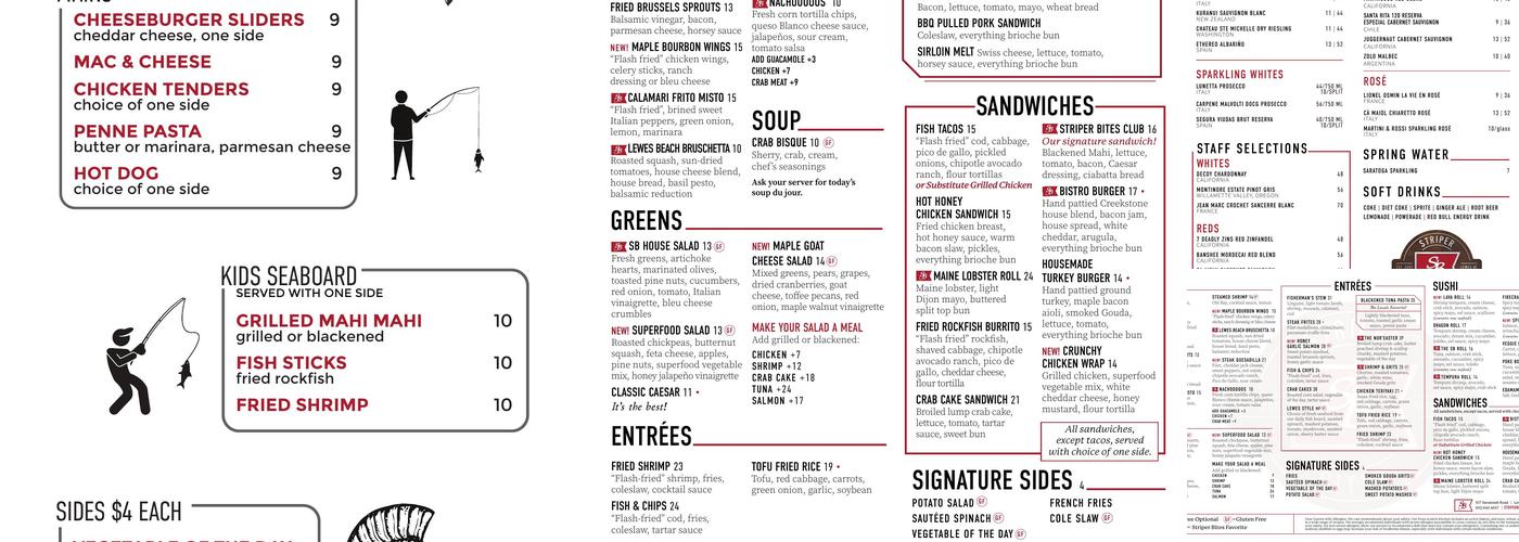 Striper Bites Menu
