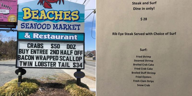 Beaches Seafood Market & Restaurant Menu