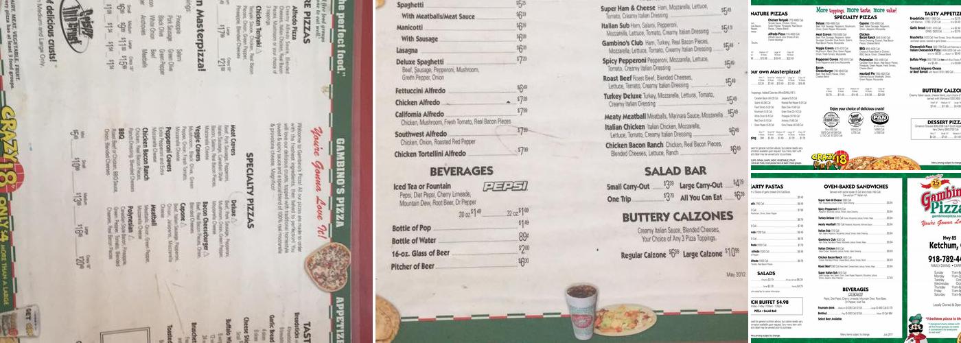 Gambino's Pizza Menu