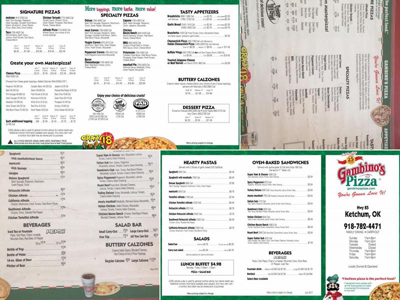 Gambino's Pizza Menu