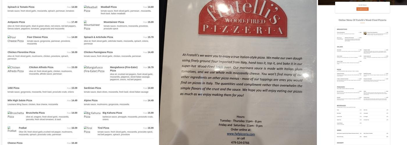 fratelli's Wood-Fired Pizzeria Menu