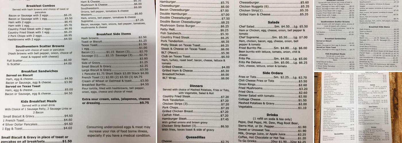 Southwestern Cafe Menu