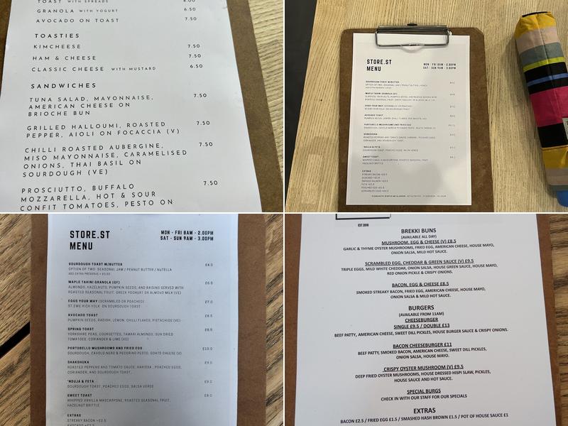 Store Street Espresso Menu