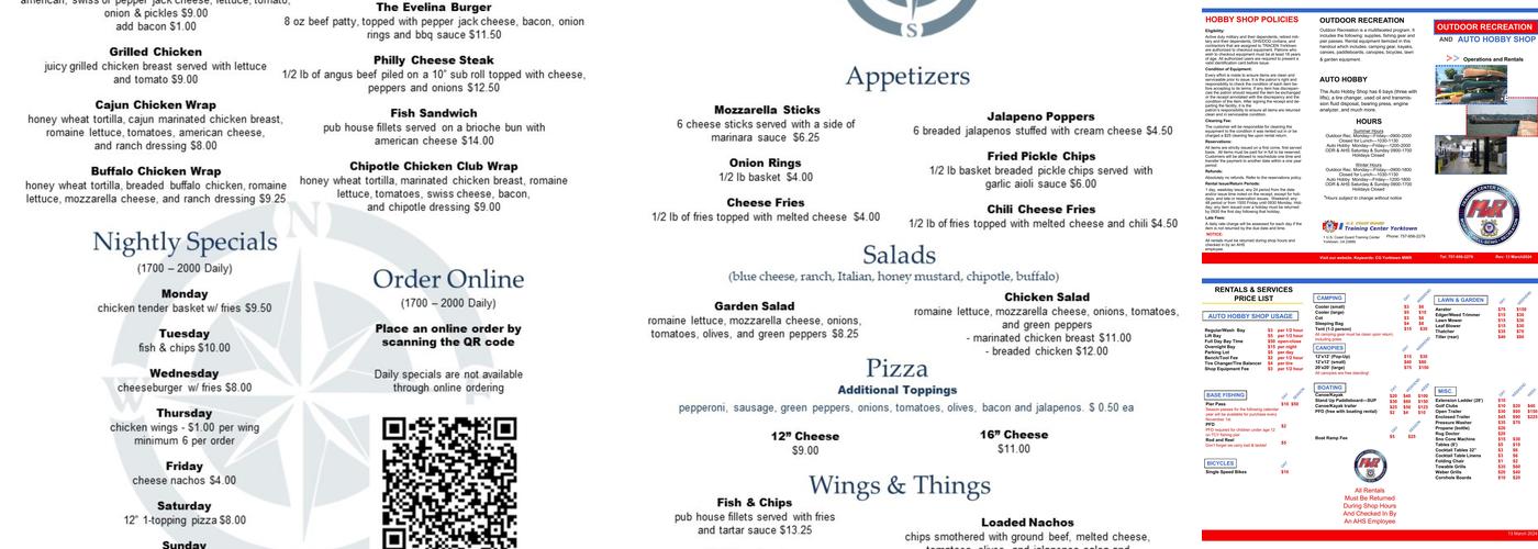 Cyber Cafe Menu