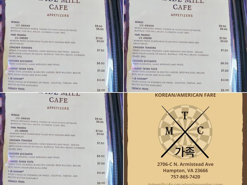 Tide Mill Cafe Menu