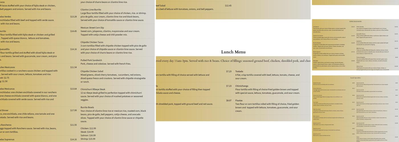 Matador Mexican Bar and Grill Menu