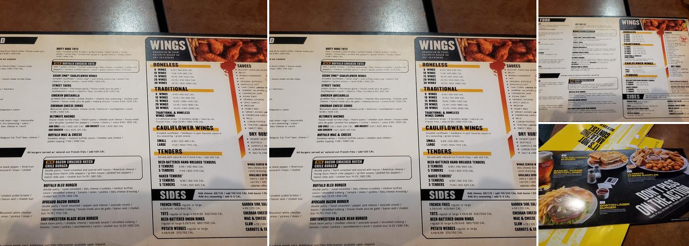 Buffalo Wild Wings Menu