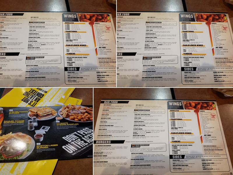 Buffalo Wild Wings Menu