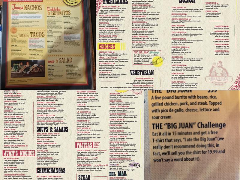 Juan's Mexican Cafe and Cantina Menu