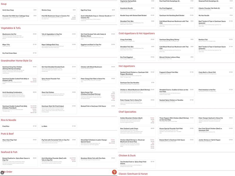 Peter Chang Menu