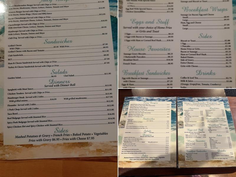 Beachcomber Restaurant Menu