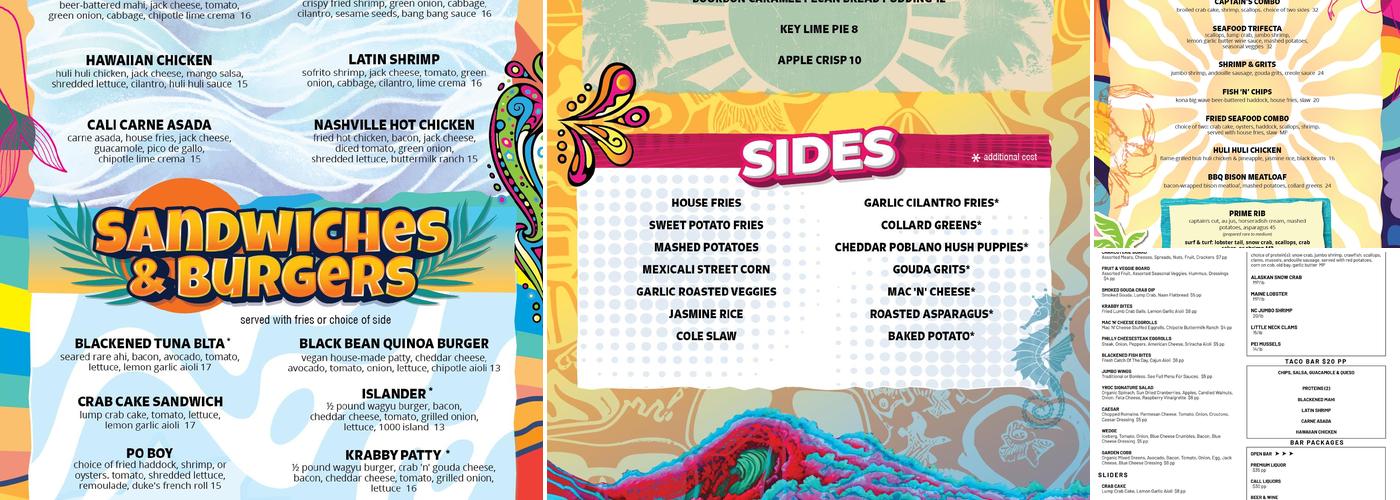 YROC Coastal Bar & Grill Menu