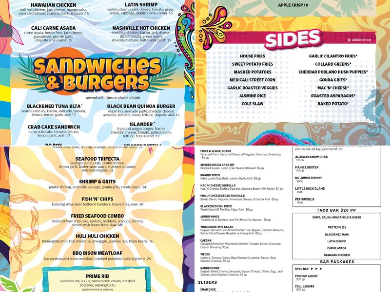 YROC Coastal Bar & Grill Menu