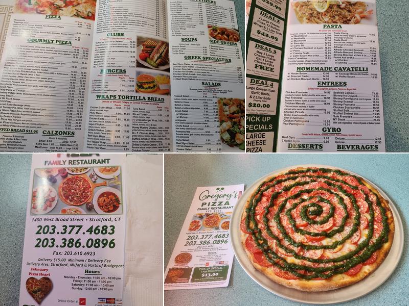 Gregory's Pizza Menu
