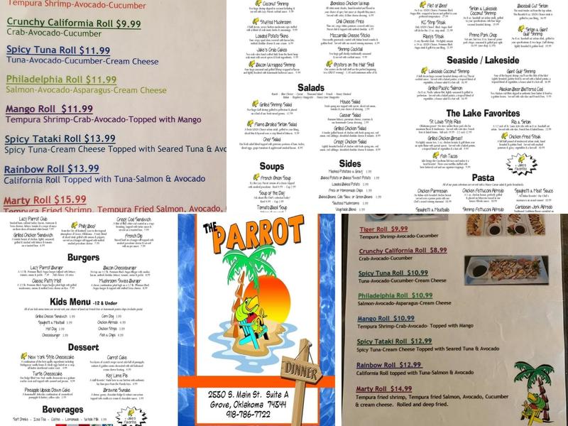 The Parrot Steakhouse and Grill Menu