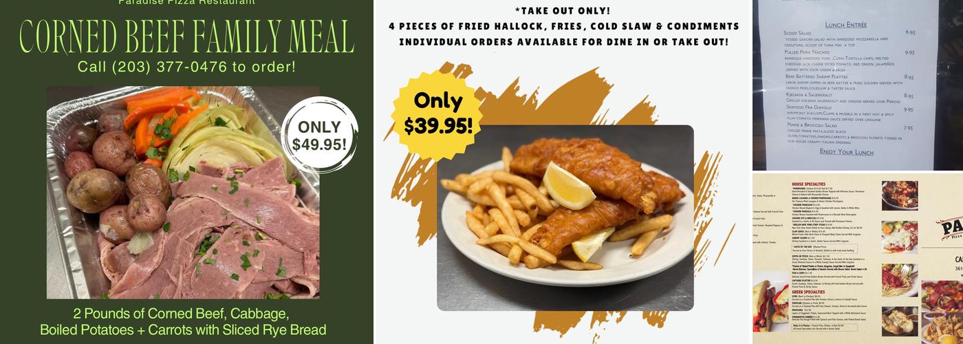 Paradise Pizza Restaurant Menu