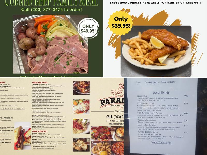 Paradise Pizza Restaurant Menu