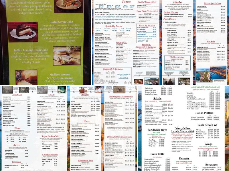 Vinny’s Pizza & Pasta 2 Menu