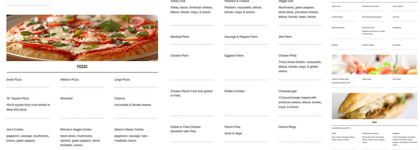 Joe & Mimma's Italian Pizza Menu
