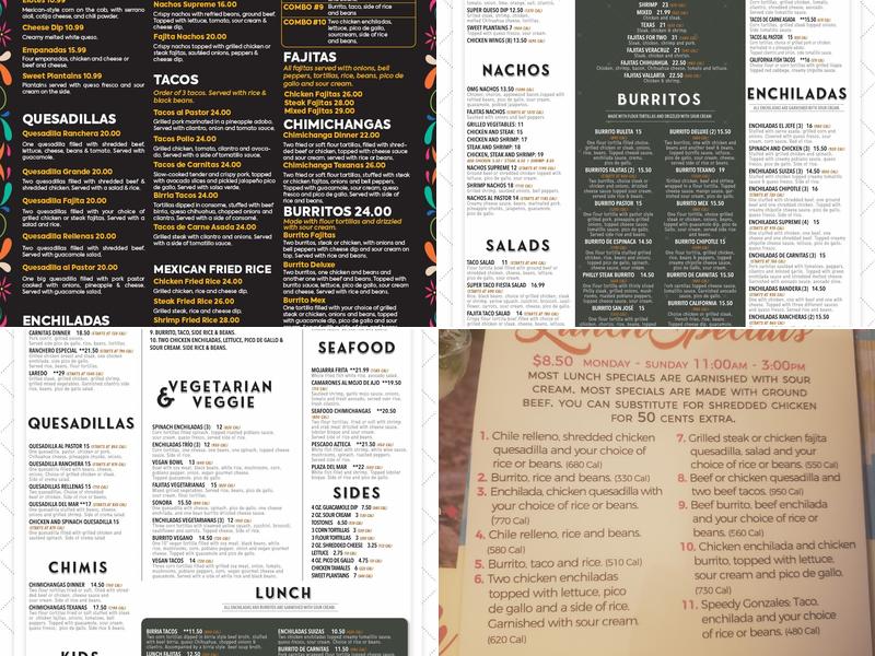 Plaza Azteca Menu