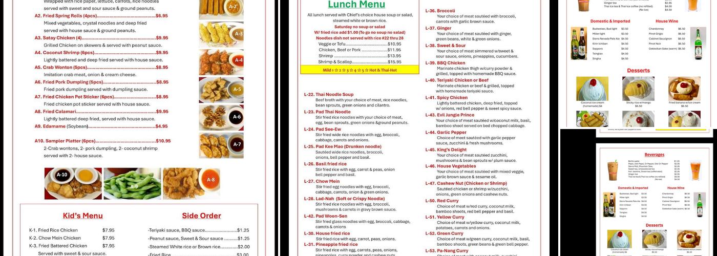 Thai Kitchen Menu