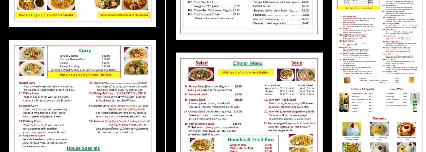 Thai Kitchen Menu