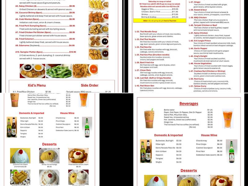 Thai Kitchen Menu