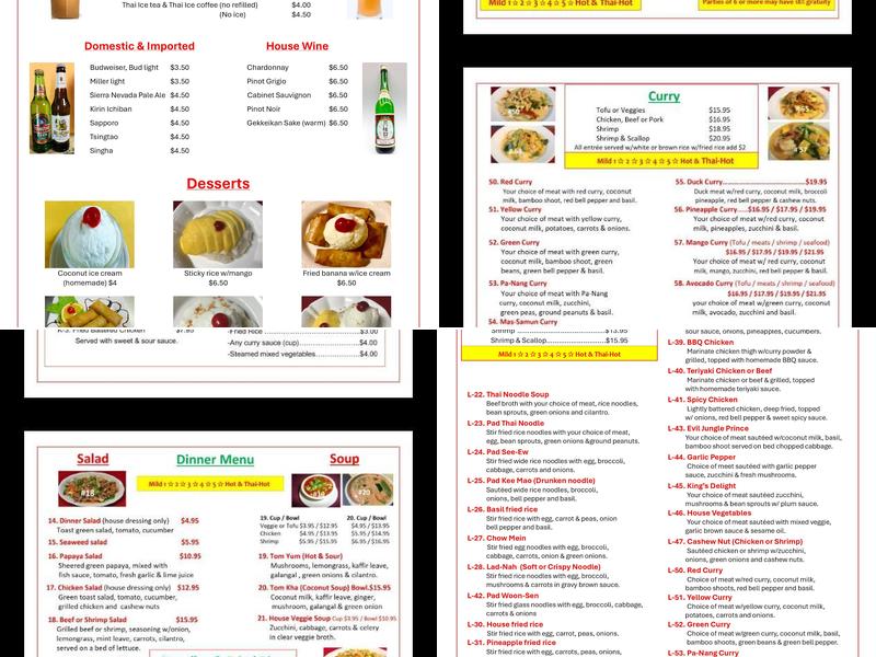 Thai Kitchen Menu
