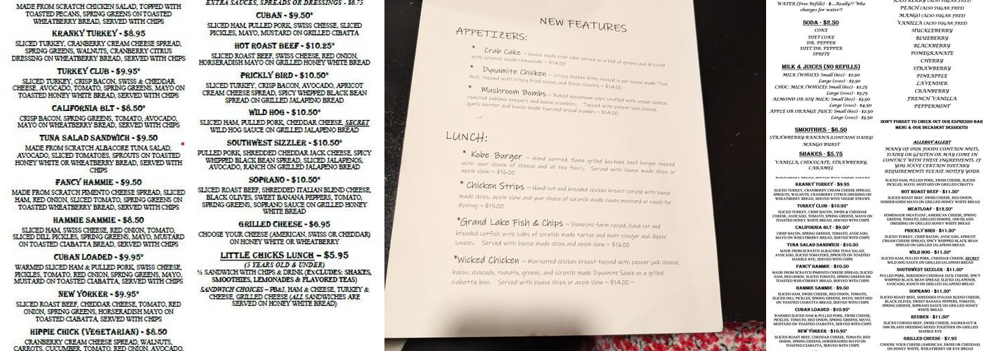 Chickanellas Scratch Kitchen Menu