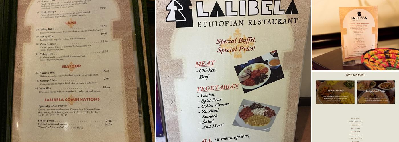 Lalibela Ethiopian Restaurant Menu