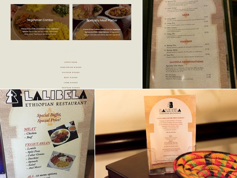 Lalibela Ethiopian Restaurant Menu