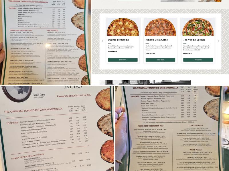 Frank Pepe Pizzeria Napoletana Menu