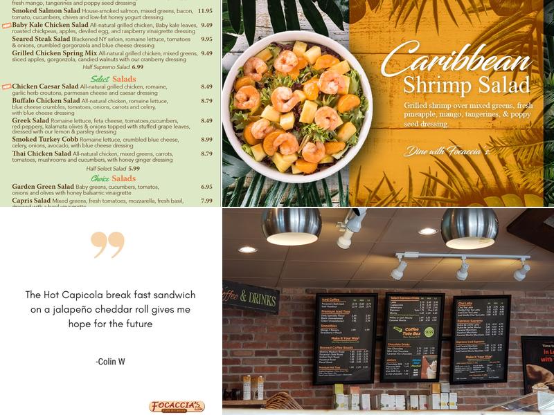 Focaccia's Cafe & Catery Menu