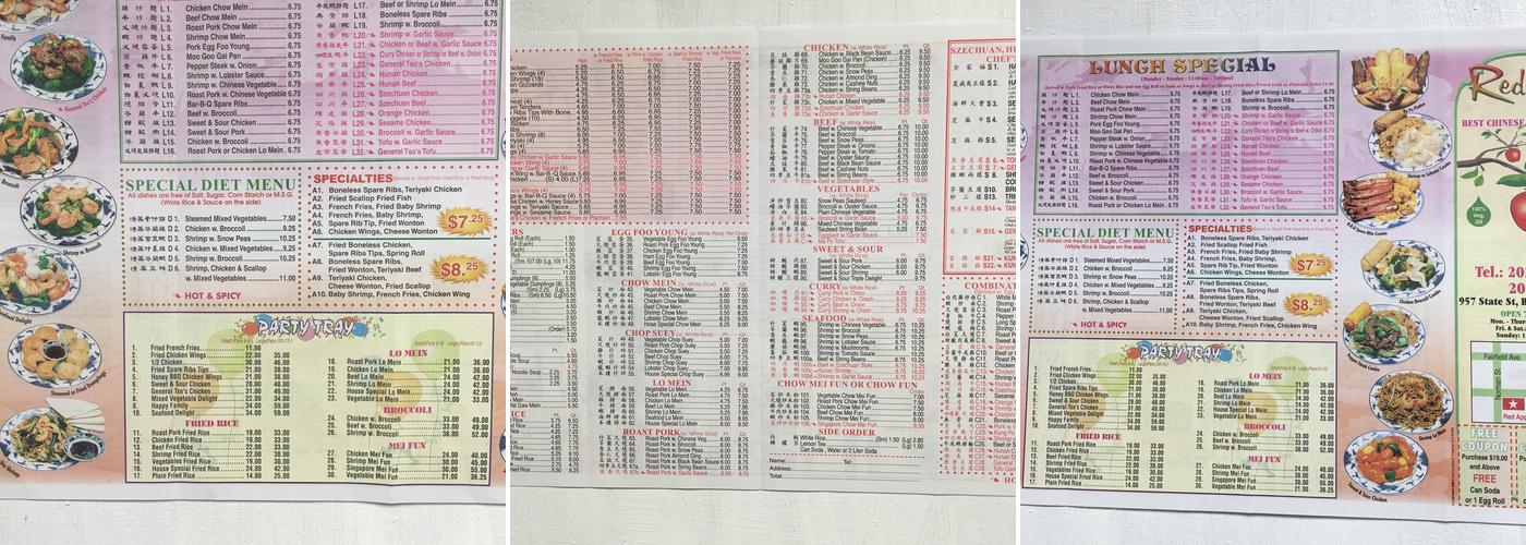 Red Apple Menu