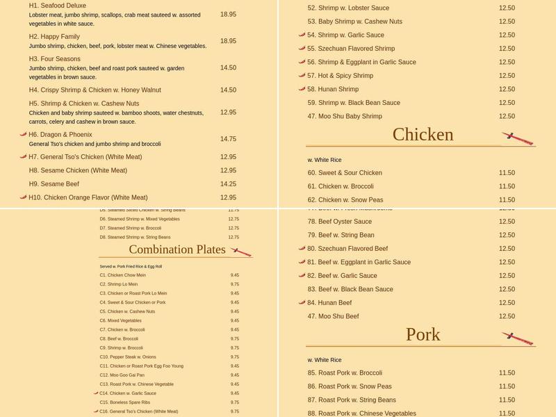 China King Menu