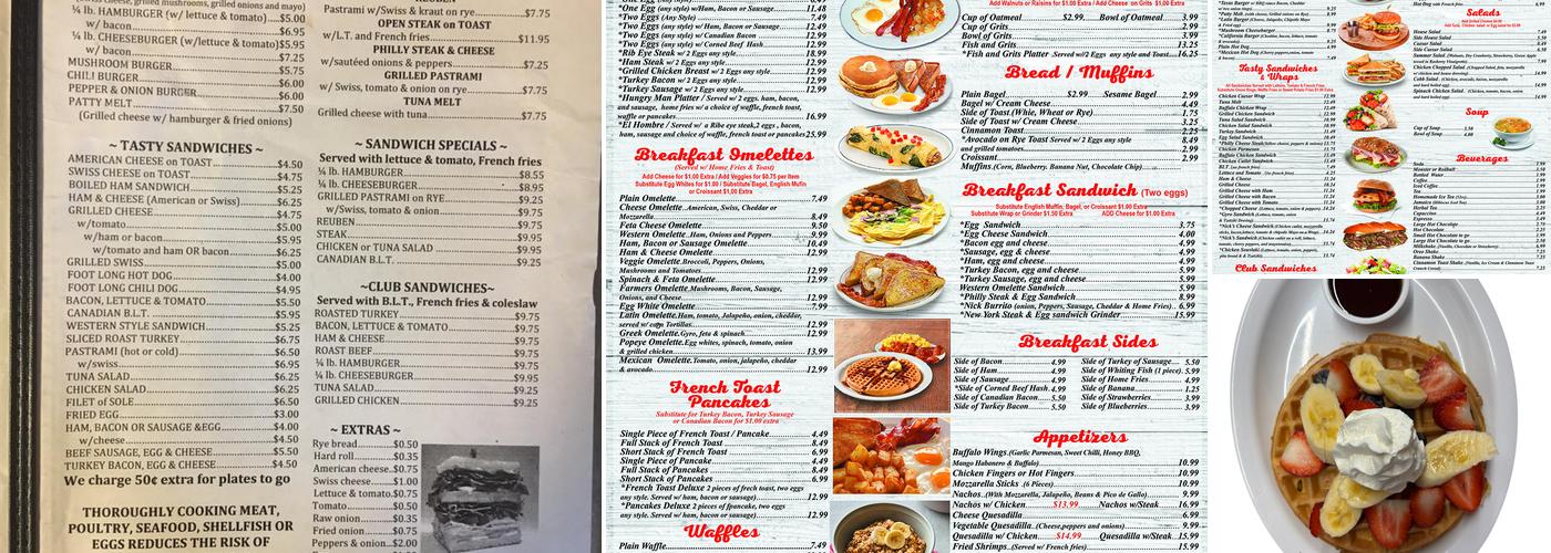 Nick Diner Menu