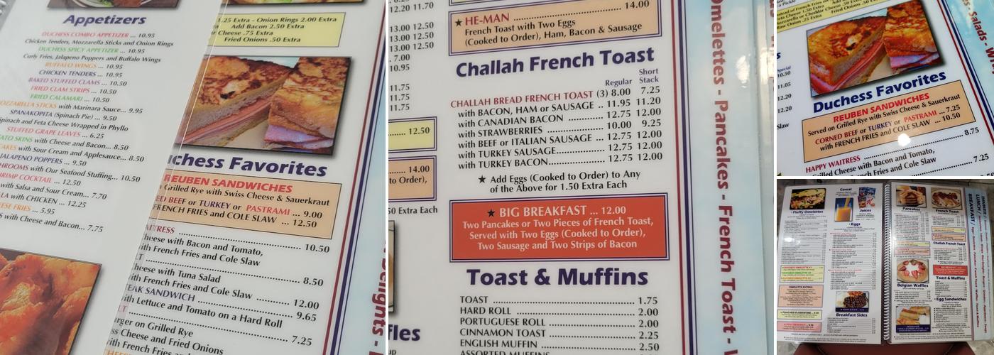 Duchess Diner Menu