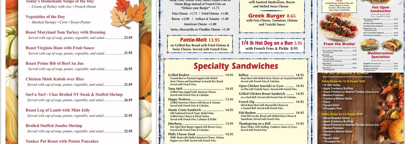 Blue Colony Diner Menu