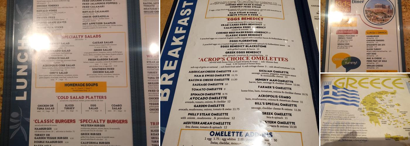 Acropolis Diner Menu