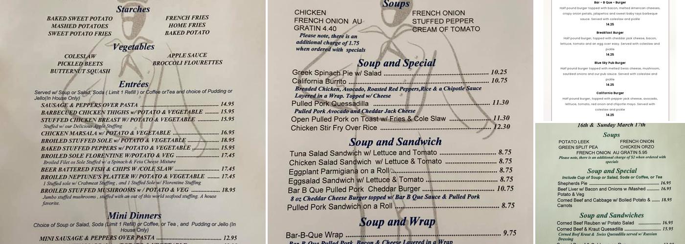 Blue Sky Diner Menu