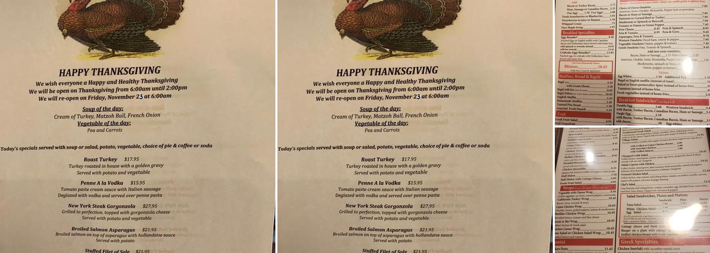 Monroe Diner Menu
