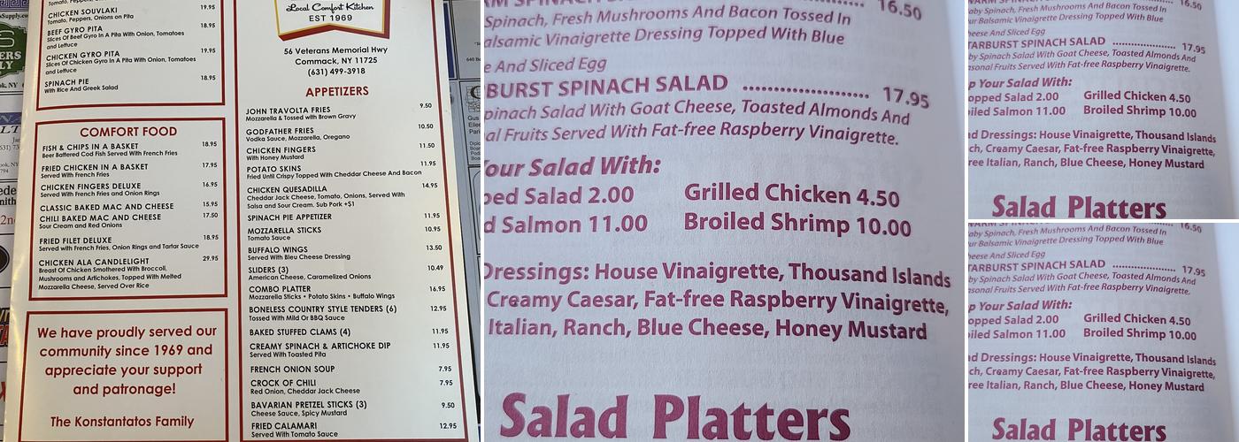 Candlelight Diner Menu