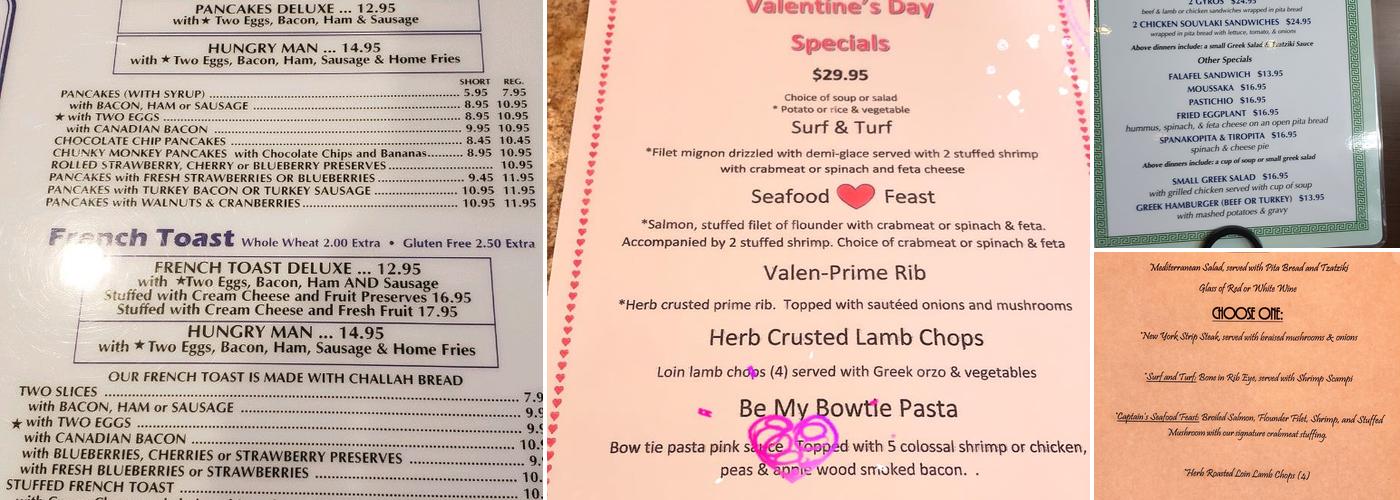 Greek Island Diner Menu